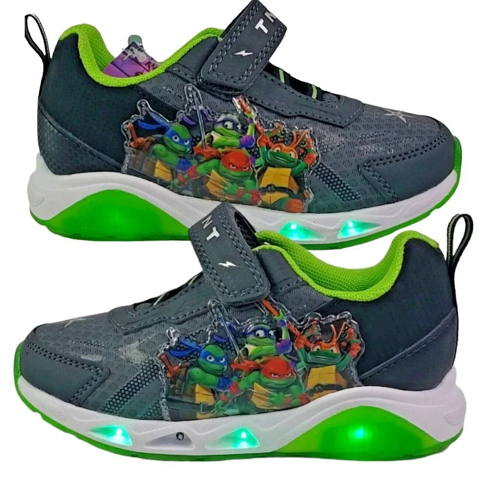 TMNT Teenage Mutant‎ Ninja Turtles Boys Sneakers Toddlers Size 8 Light-up Shoes